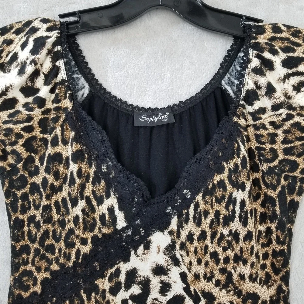 Sophyline Paris Babydoll Top Women S Leopard Asymmetric Indie‎ Sleaze Grunge Y2K
